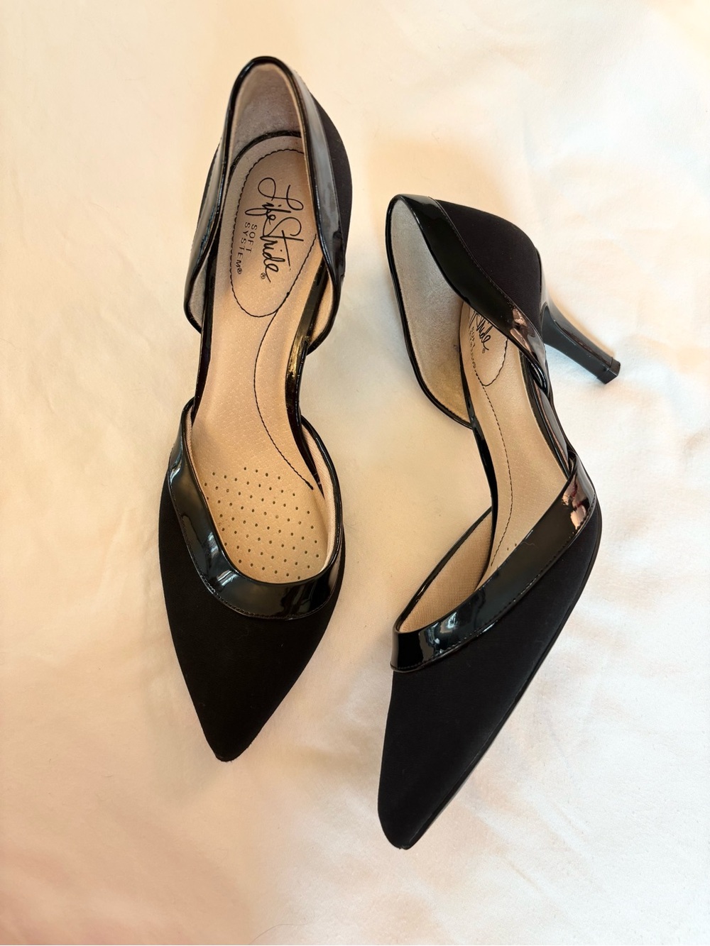 Life Stride Black Pointed D'Orsay Slingback Pumps